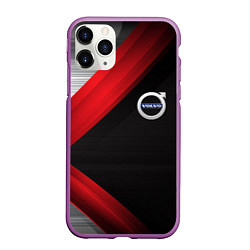 Чехол iPhone 11 Pro матовый Volvo metal stripes, цвет: 3D-фиолетовый