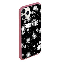 Чехол iPhone 11 Pro матовый Fortnite winter snow, цвет: 3D-малиновый — фото 2