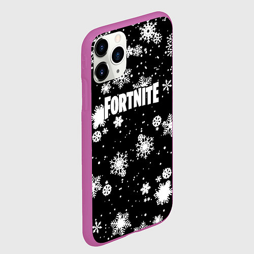 Чехол iPhone 11 Pro матовый Fortnite winter snow / 3D-Фиолетовый – фото 2
