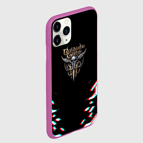 Чехол iPhone 11 Pro матовый Baldurs Gate glitch geometry / 3D-Фиолетовый – фото 2