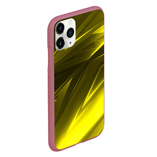 Чехол iPhone 11 Pro матовый Gold stripes abstraction / 3D-Малиновый – фото 2