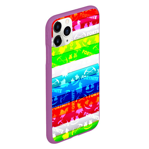 Чехол iPhone 11 Pro матовый Fortnite color line / 3D-Фиолетовый – фото 2