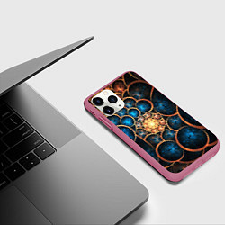 Чехол iPhone 11 Pro матовый Оптическая абстракция круги, цвет: 3D-малиновый — фото 2