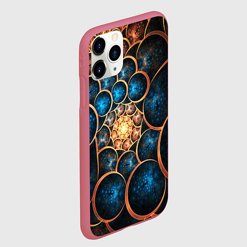 Чехол iPhone 11 Pro матовый Оптическая абстракция круги / 3D-Малиновый – фото 2