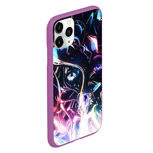 Чехол iPhone 11 Pro матовый Фрактальный узор текстура / 3D-Фиолетовый – фото 2