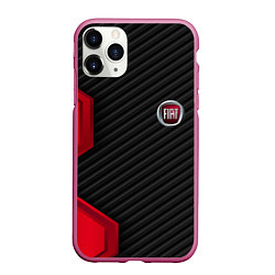 Чехол iPhone 11 Pro матовый FIAT текстура метал, цвет: 3D-малиновый