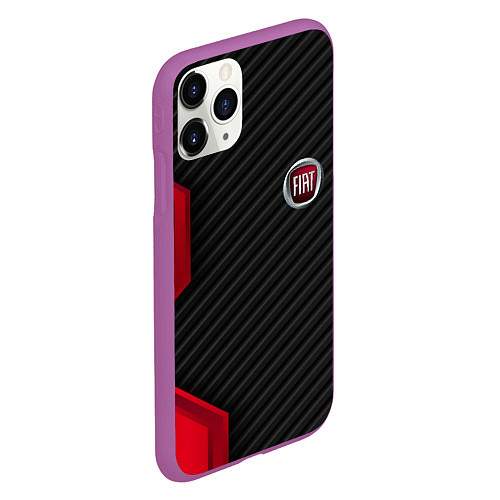 Чехол iPhone 11 Pro матовый FIAT текстура метал / 3D-Фиолетовый – фото 2