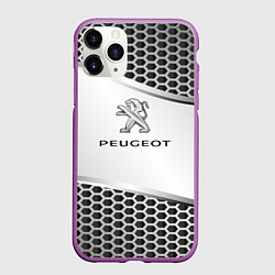 Чехол iPhone 11 Pro матовый Peugeot carbon metal, цвет: 3D-фиолетовый