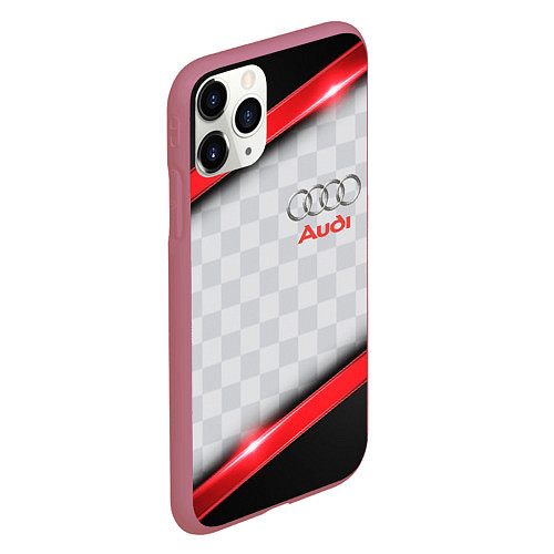 Чехол iPhone 11 Pro матовый AUDI auto texture / 3D-Малиновый – фото 2