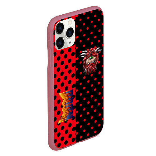 Чехол iPhone 11 Pro матовый Doom pattern steell / 3D-Малиновый – фото 2