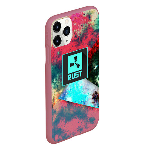 Чехол iPhone 11 Pro матовый RUST geometry color / 3D-Малиновый – фото 2