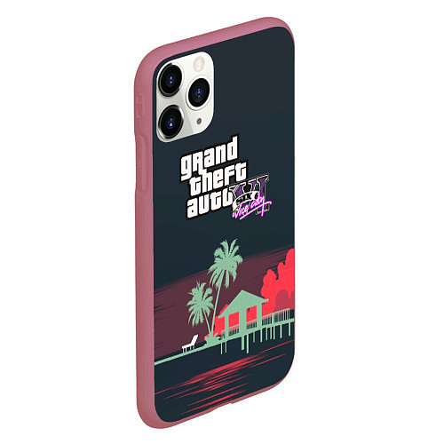 Чехол iPhone 11 Pro матовый GTA tropix game / 3D-Малиновый – фото 2