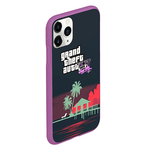 Чехол iPhone 11 Pro матовый GTA tropix game / 3D-Фиолетовый – фото 2