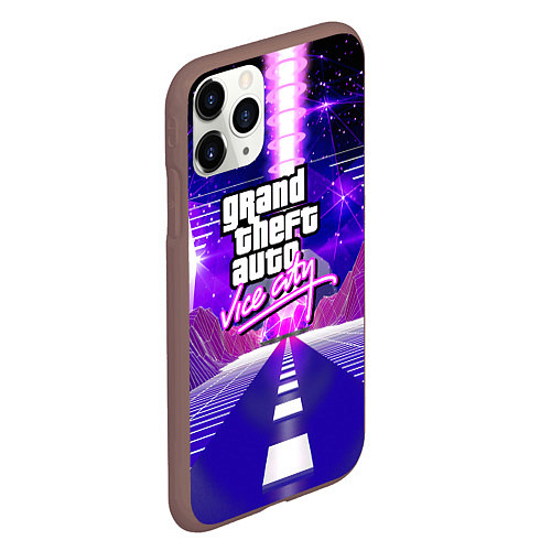 Чехол iPhone 11 Pro матовый GTA vice city retrovawe / 3D-Коричневый – фото 2