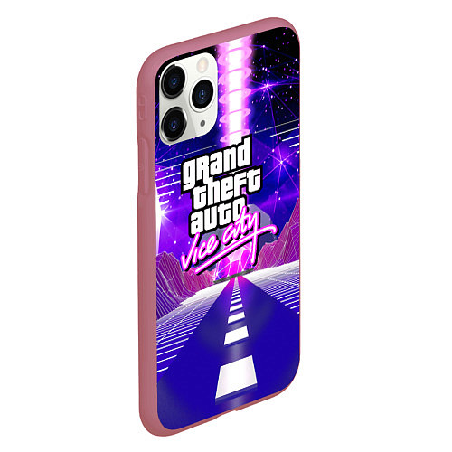 Чехол iPhone 11 Pro матовый GTA vice city retrovawe / 3D-Малиновый – фото 2