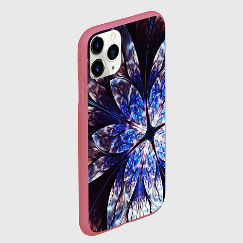 Чехол iPhone 11 Pro матовый Фрактальный узора стекло / 3D-Малиновый – фото 2