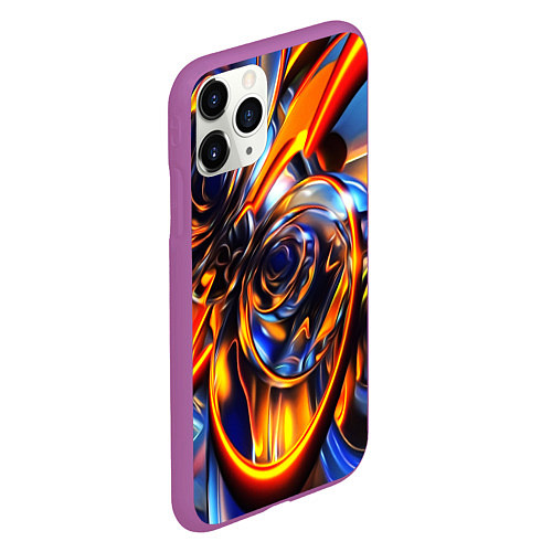 Чехол iPhone 11 Pro матовый Жидкие краски фрактал / 3D-Фиолетовый – фото 2