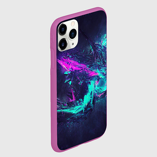 Чехол iPhone 11 Pro матовый Неоновые краски абстракция / 3D-Фиолетовый – фото 2