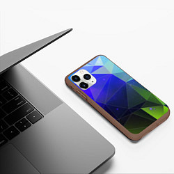 Чехол iPhone 11 Pro матовый Неоновые треугольники геометрия, цвет: 3D-коричневый — фото 2