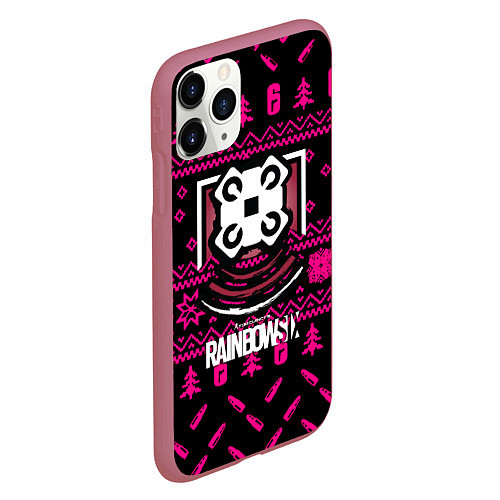 Чехол iPhone 11 Pro матовый Rainbow six winter pink / 3D-Малиновый – фото 2