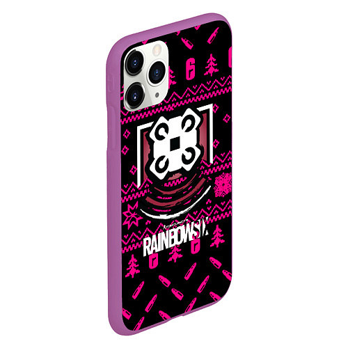 Чехол iPhone 11 Pro матовый Rainbow six winter pink / 3D-Фиолетовый – фото 2