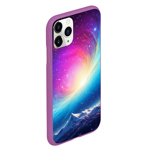 Чехол iPhone 11 Pro матовый Бескрайний космос / 3D-Фиолетовый – фото 2