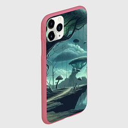 Чехол iPhone 11 Pro матовый Сказочный грибной лес на похожей планете - фантази, цвет: 3D-малиновый — фото 2
