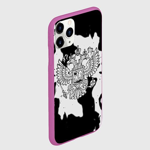 Чехол iPhone 11 Pro матовый Серый огонь герб / 3D-Фиолетовый – фото 2