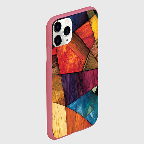 Чехол iPhone 11 Pro матовый Мозайка геометрическая / 3D-Малиновый – фото 2