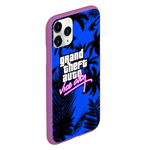 Чехол iPhone 11 Pro матовый Vice cuty gta tropic steel / 3D-Фиолетовый – фото 2