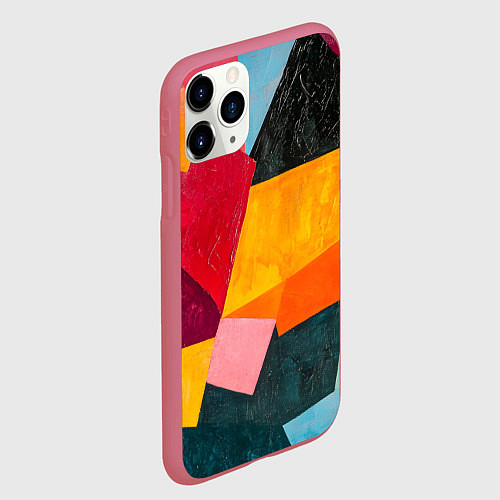 Чехол iPhone 11 Pro матовый Геометрия мозайка / 3D-Малиновый – фото 2