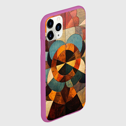 Чехол iPhone 11 Pro матовый Винтажная мозайка / 3D-Фиолетовый – фото 2