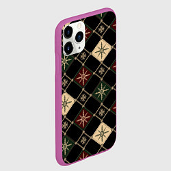 Чехол iPhone 11 Pro матовый Паттерн из снежинок на темном фоне, цвет: 3D-фиолетовый — фото 2