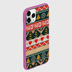 Чехол iPhone 11 Pro матовый Новогодняя вязанная текстура ho-ho, цвет: 3D-фиолетовый — фото 2