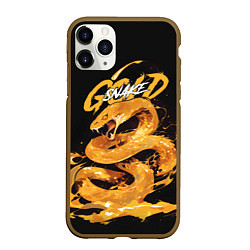 Чехол iPhone 11 Pro матовый Gold snake, цвет: 3D-коричневый