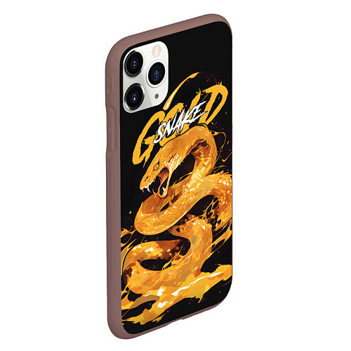 Чехол iPhone 11 Pro матовый Gold snake / 3D-Коричневый – фото 2