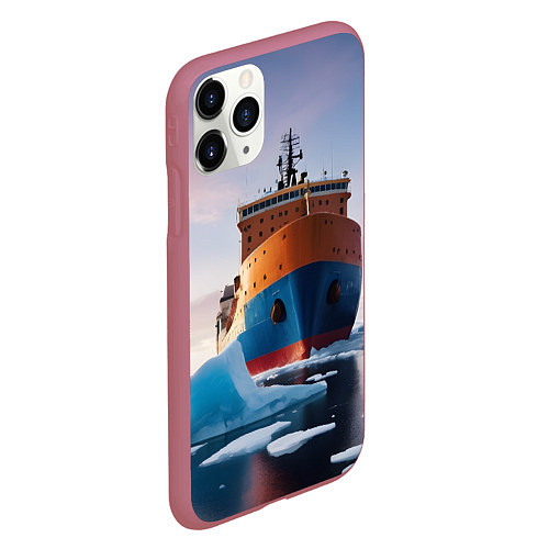 Чехол iPhone 11 Pro матовый Северный морской путь / 3D-Малиновый – фото 2