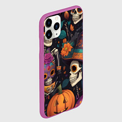 Чехол iPhone 11 Pro матовый Хэллоуин страшилки черепа, цвет: 3D-фиолетовый — фото 2