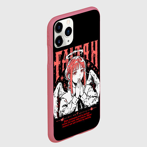 Чехол iPhone 11 Pro матовый Макима ангел - Человек бензопила / 3D-Малиновый – фото 2