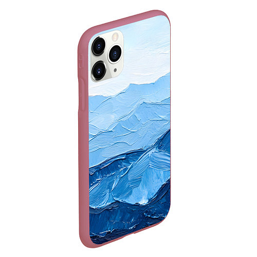 Чехол iPhone 11 Pro матовый Синяя живопись / 3D-Малиновый – фото 2