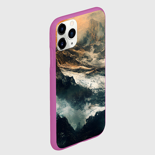 Чехол iPhone 11 Pro матовый Иллюстрация хаоса в грубом стиле / 3D-Фиолетовый – фото 2