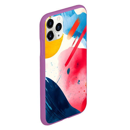 Чехол iPhone 11 Pro матовый Абстрактные мазки красок / 3D-Фиолетовый – фото 2