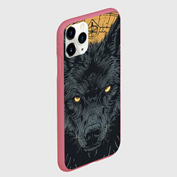 Чехол iPhone 11 Pro матовый Черный волк, цвет: 3D-малиновый — фото 2