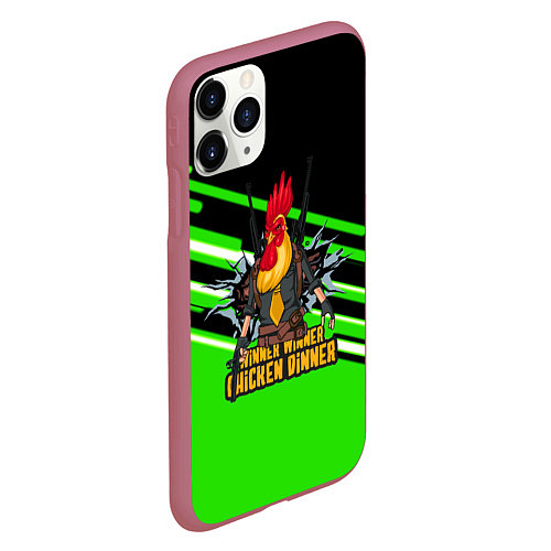 Чехол iPhone 11 Pro матовый PUBG line geometry / 3D-Малиновый – фото 2