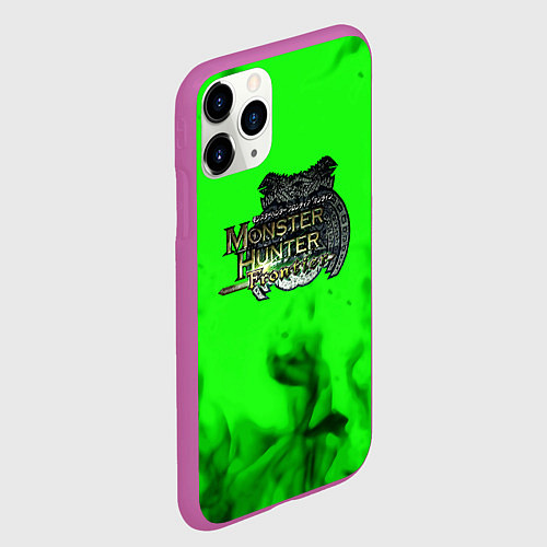 Чехол iPhone 11 Pro матовый Monster Hunter fire green / 3D-Фиолетовый – фото 2