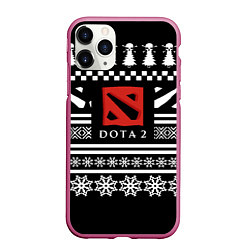 Чехол iPhone 11 Pro матовый Dota pattern game, цвет: 3D-малиновый