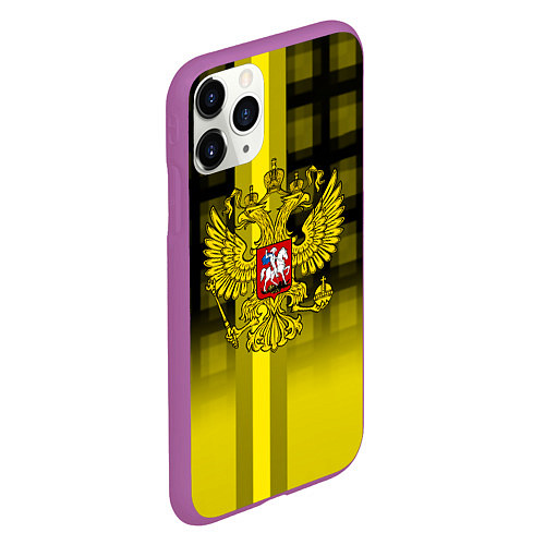 Чехол iPhone 11 Pro матовый Герб РФ лого текстура / 3D-Фиолетовый – фото 2