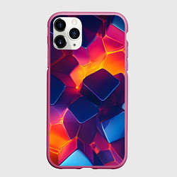 Чехол iPhone 11 Pro матовый Неоновая геометрическая текстура, цвет: 3D-малиновый