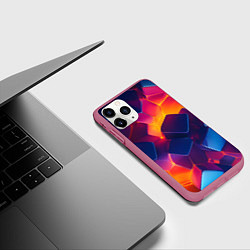 Чехол iPhone 11 Pro матовый Неоновая геометрическая текстура, цвет: 3D-малиновый — фото 2