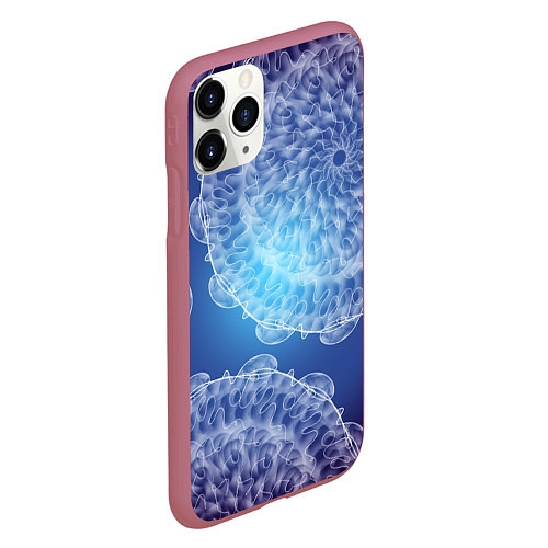 Чехол iPhone 11 Pro матовый Гигантские морские медузы / 3D-Малиновый – фото 2